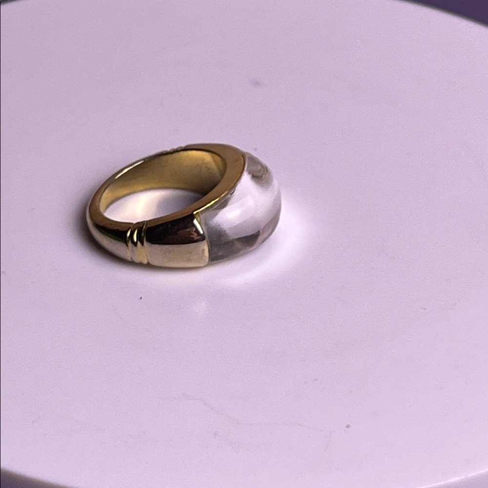 Elegant Gold and Clear Lucite Dome Ring